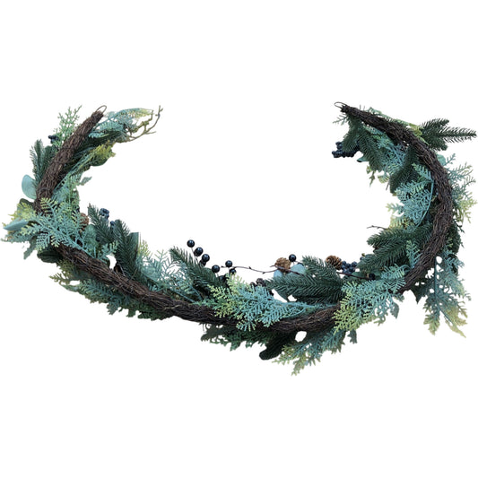 Greenery Garland Artificial Décor With Pine Cones And Berries 5FT