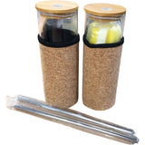 Glass Water Bottle 20oz 2 Pieces Odourless Heat Resistant Tough