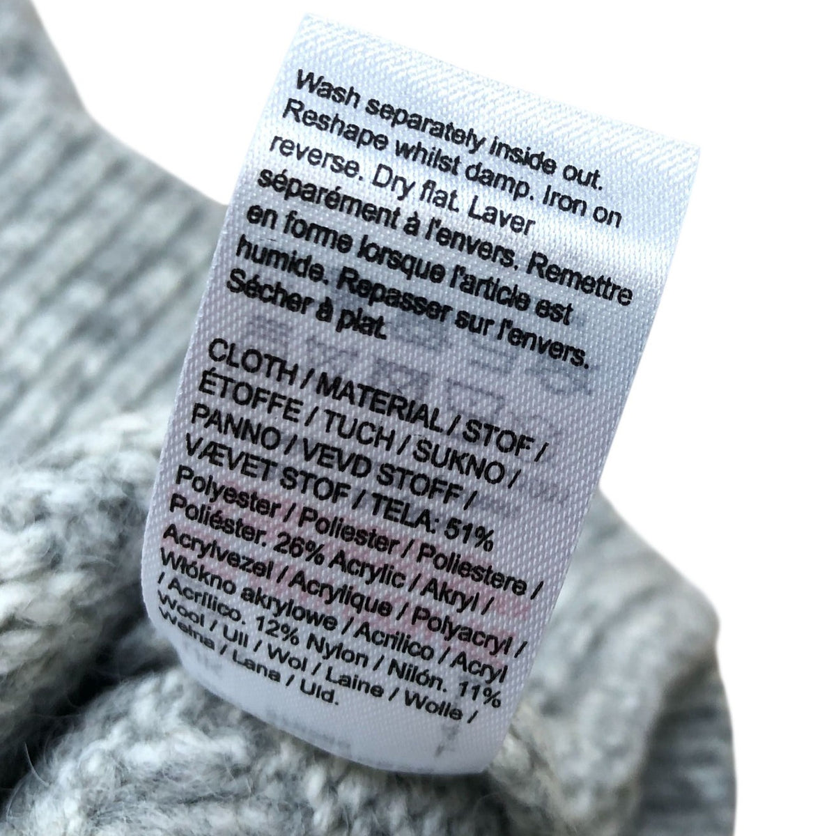 River Island Slim Fit Wool Blend Jumper Grey Textured Knit Sweater Size L