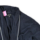 Short Navy Cotton Blend Robe with Contrast Trim Lounge Wear Size L