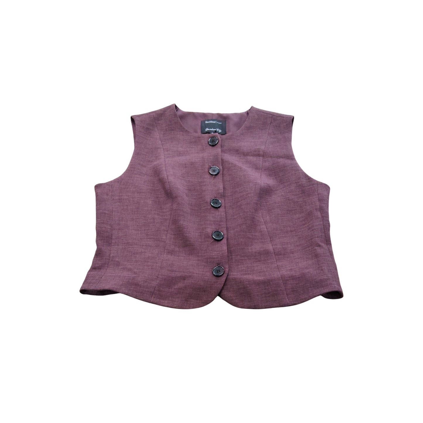 River Island Vintage Style Cropped Vest UK14 Women's Button Detail Plum
