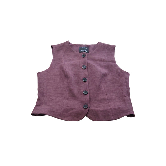 River Island Vintage Style Cropped Vest UK14 Women's Button Detail Plum