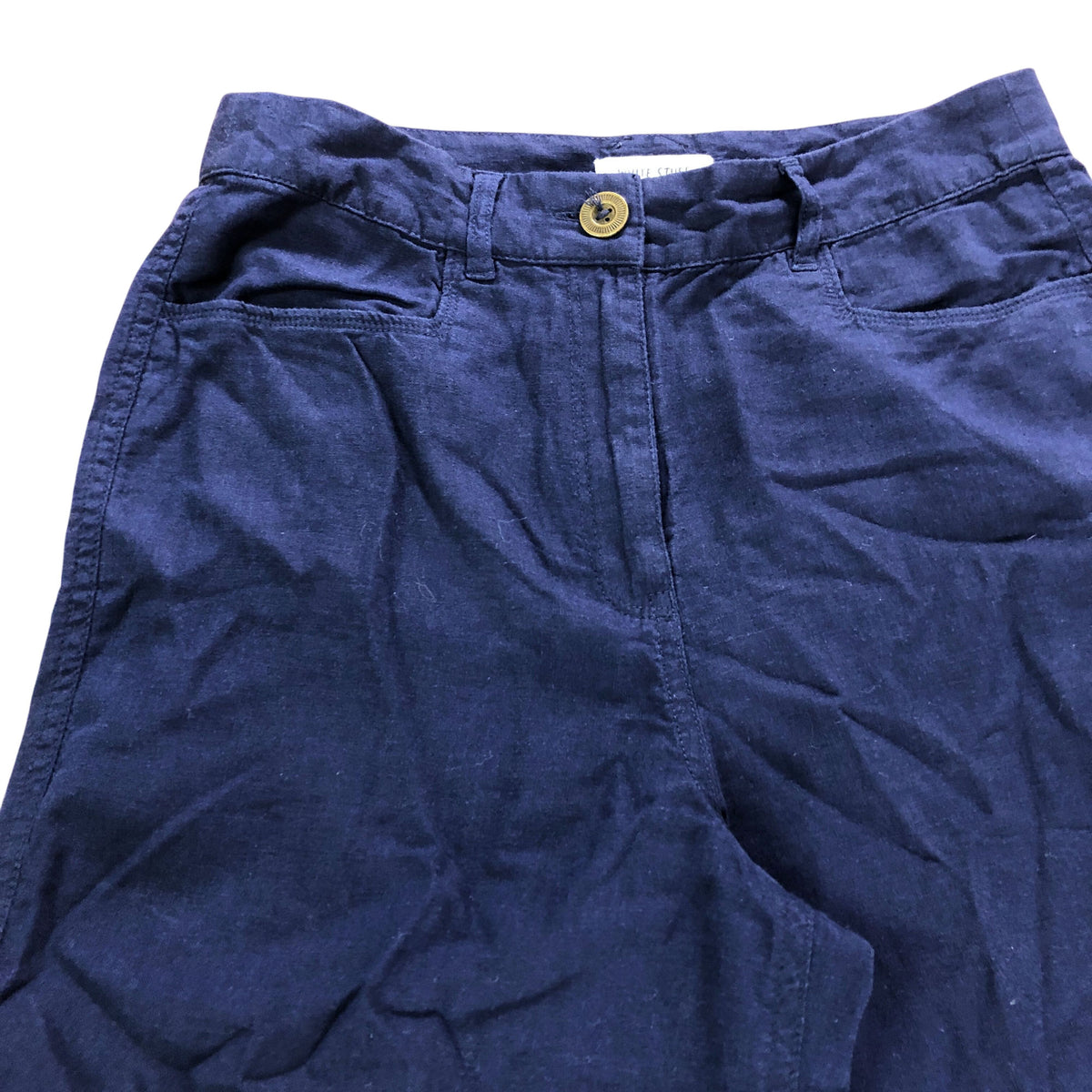 Harper Linen Blend Culotte UK18 Women's Dark Blue Wide Leg Trousers