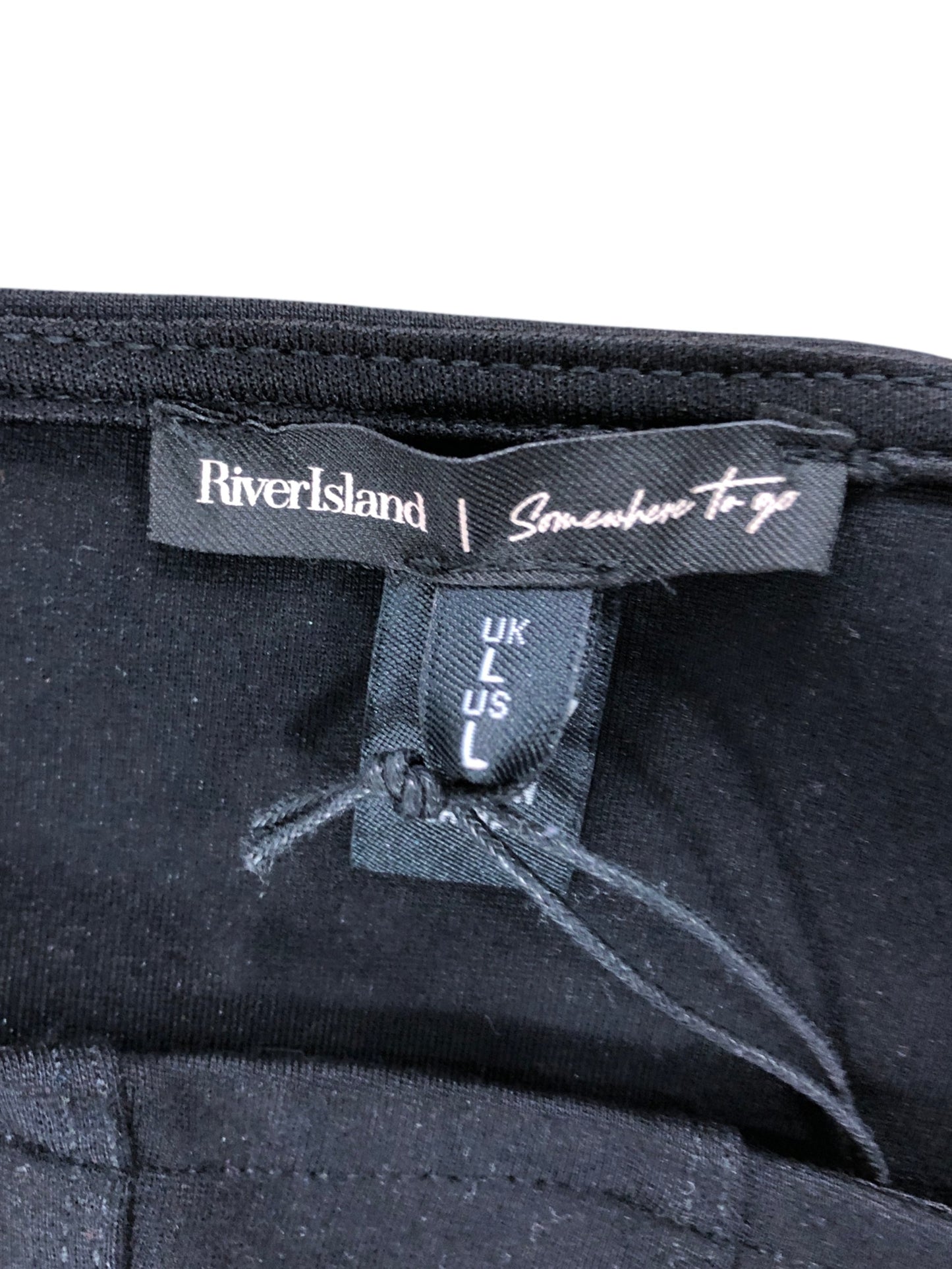 River Island Black 60s Riv Sol Cropped Top L Women Sleeveless Cotton Blend