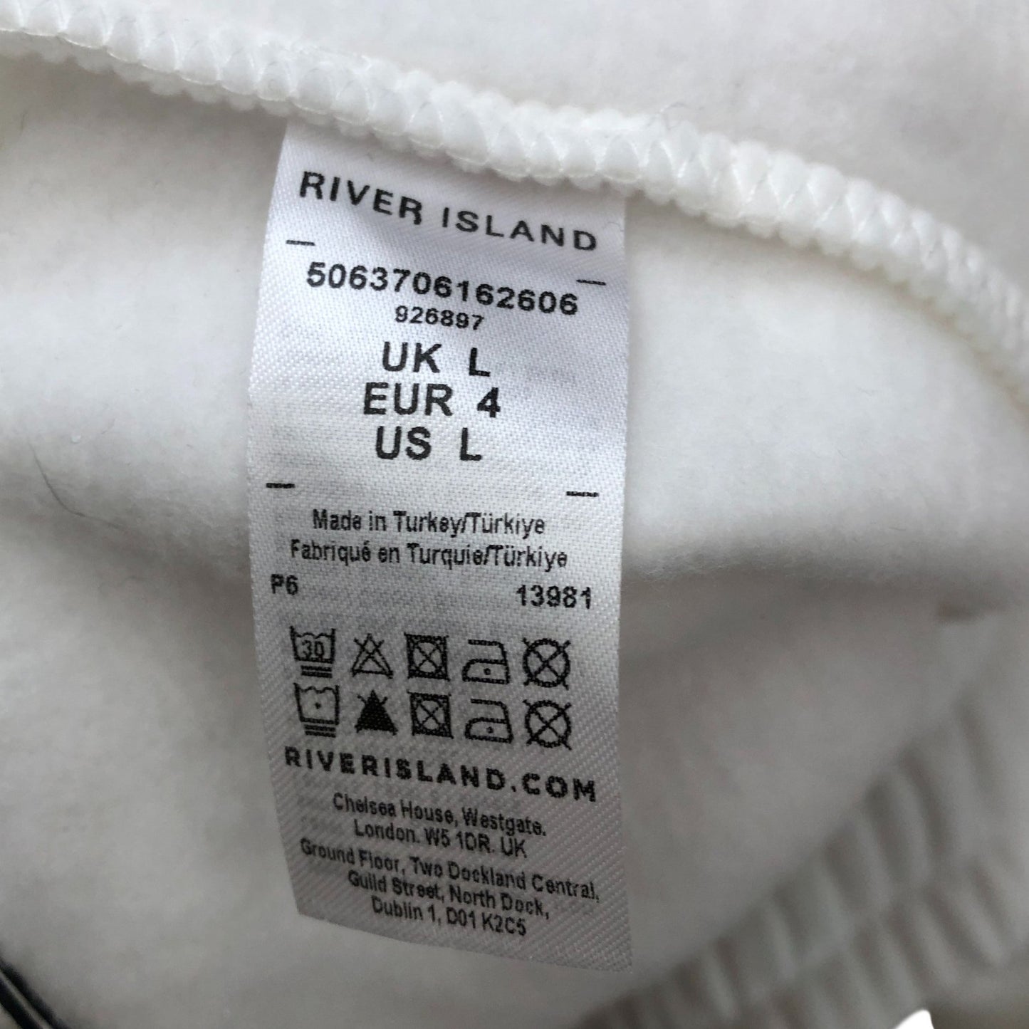 River Island Women's White Sports Shorts Size L With Drawstring and Side Detail