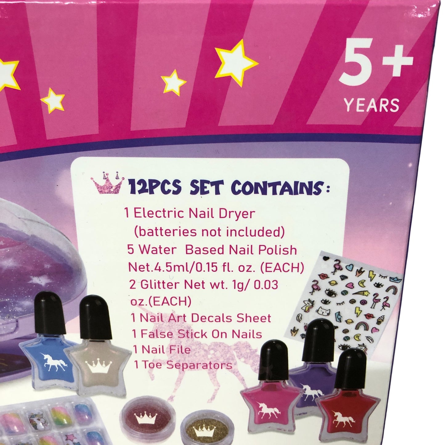 Golray Nail Studio Kids Nail Art Kit Electric Dryer Fun DIY Set 12 Pieces