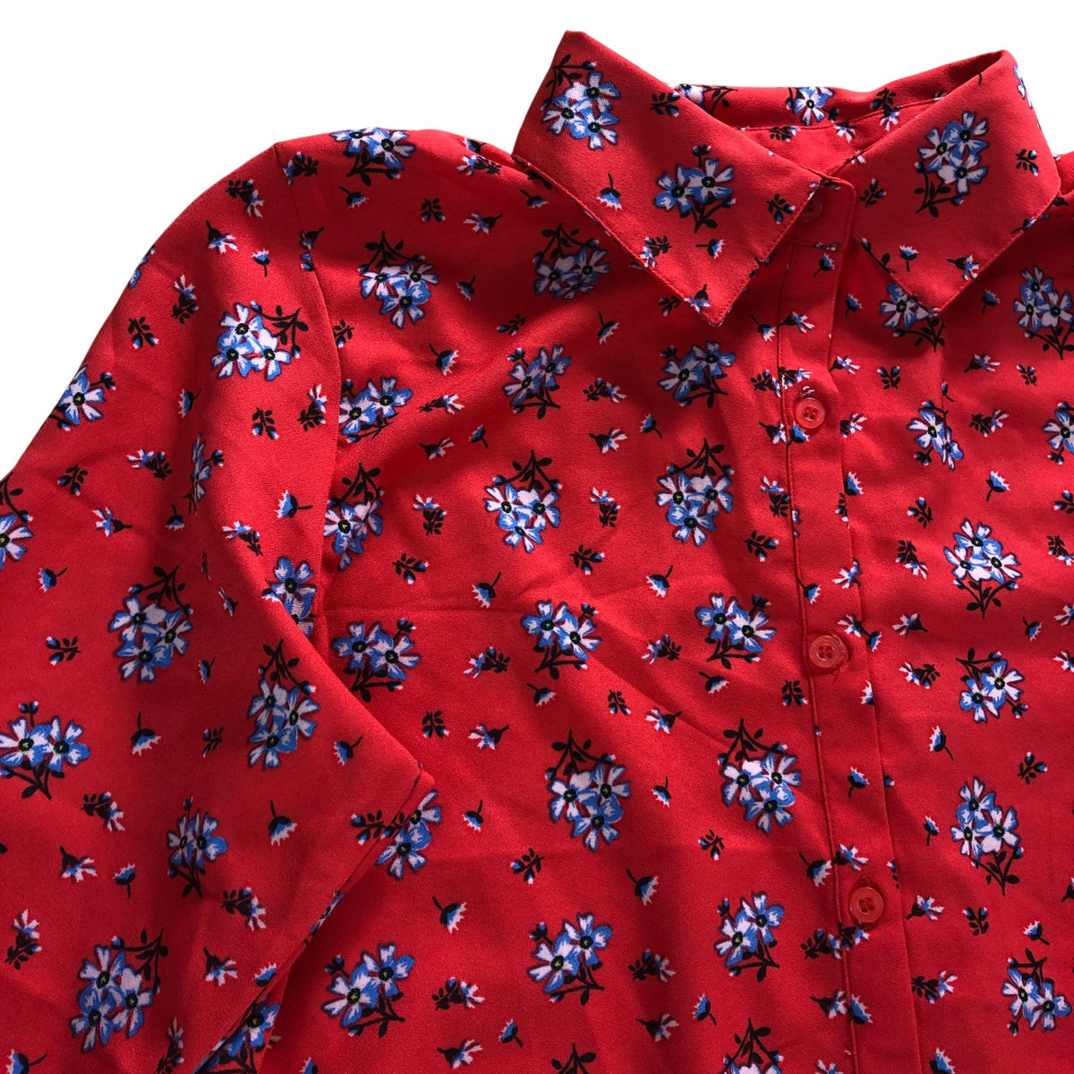 Dancing Leopard Red Floral Dress Size 14 Women's Lightweight Button Up