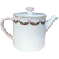 Vintage Style Christmas Village Themed Gold Trim Ceramic Teapot