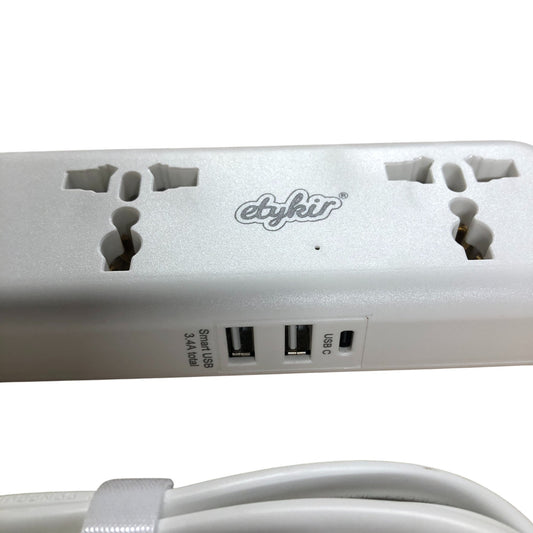 Etykir 802 Power Strip With USB Ports 3 Socket Relocatable Extension Lead