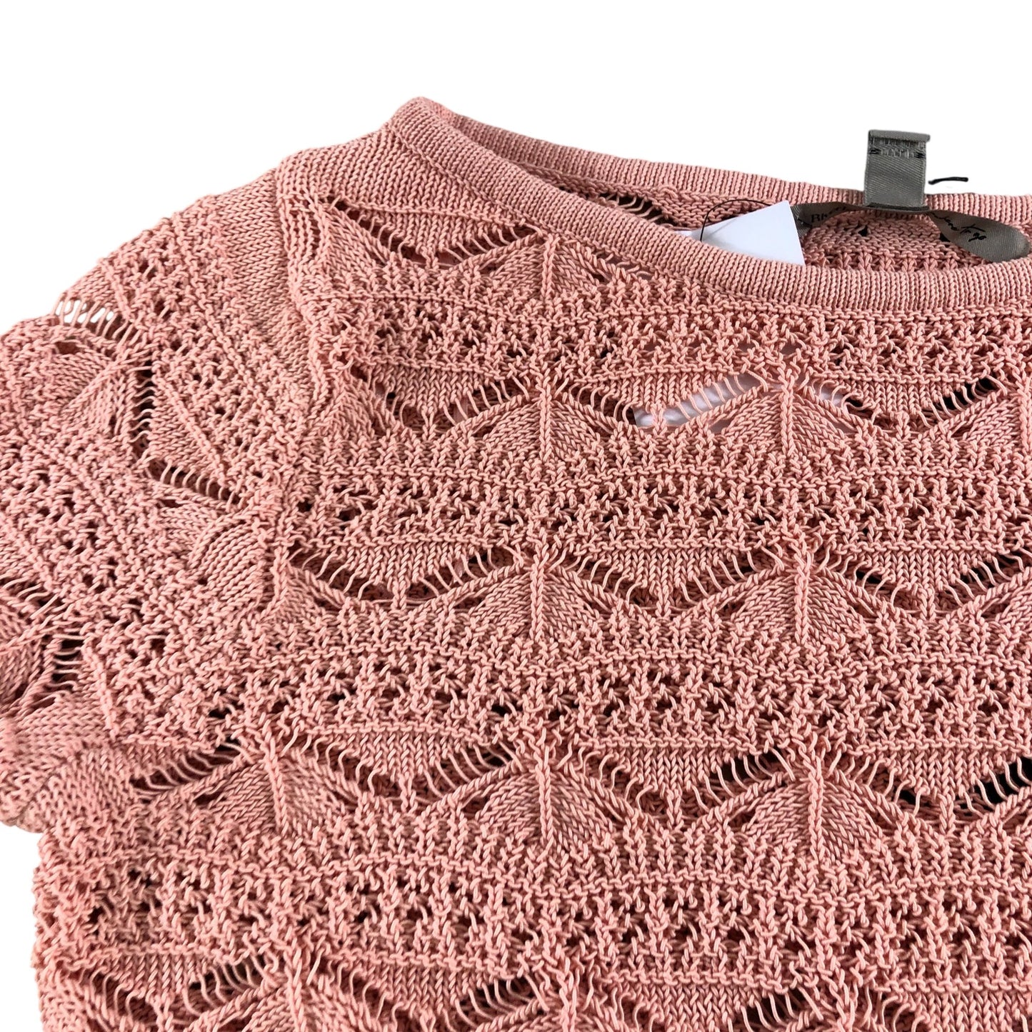 River Island Crochet Sweater UK S Women's Pink Lace Long Sleeve Top
