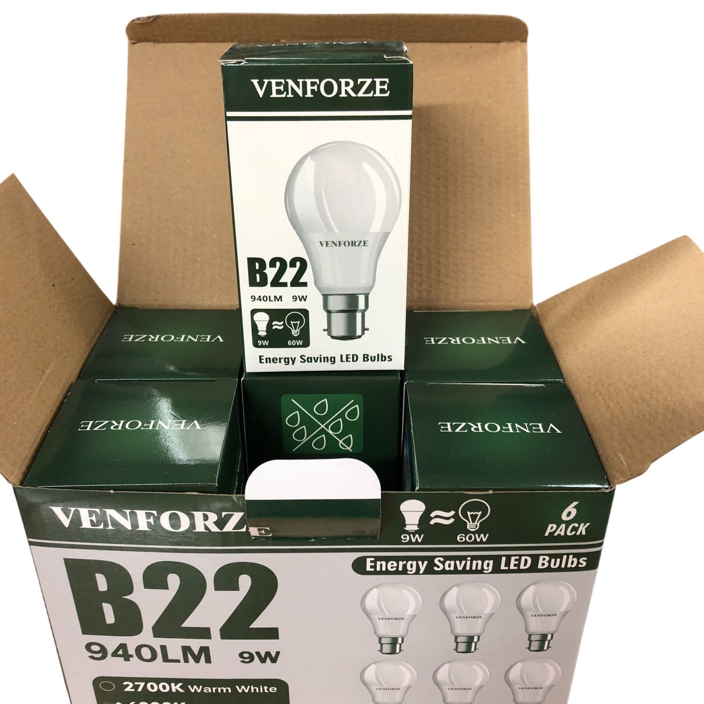 Energy Saving LED Bulbs B22 9W 940LM 6 Pack Warm White Daylight White