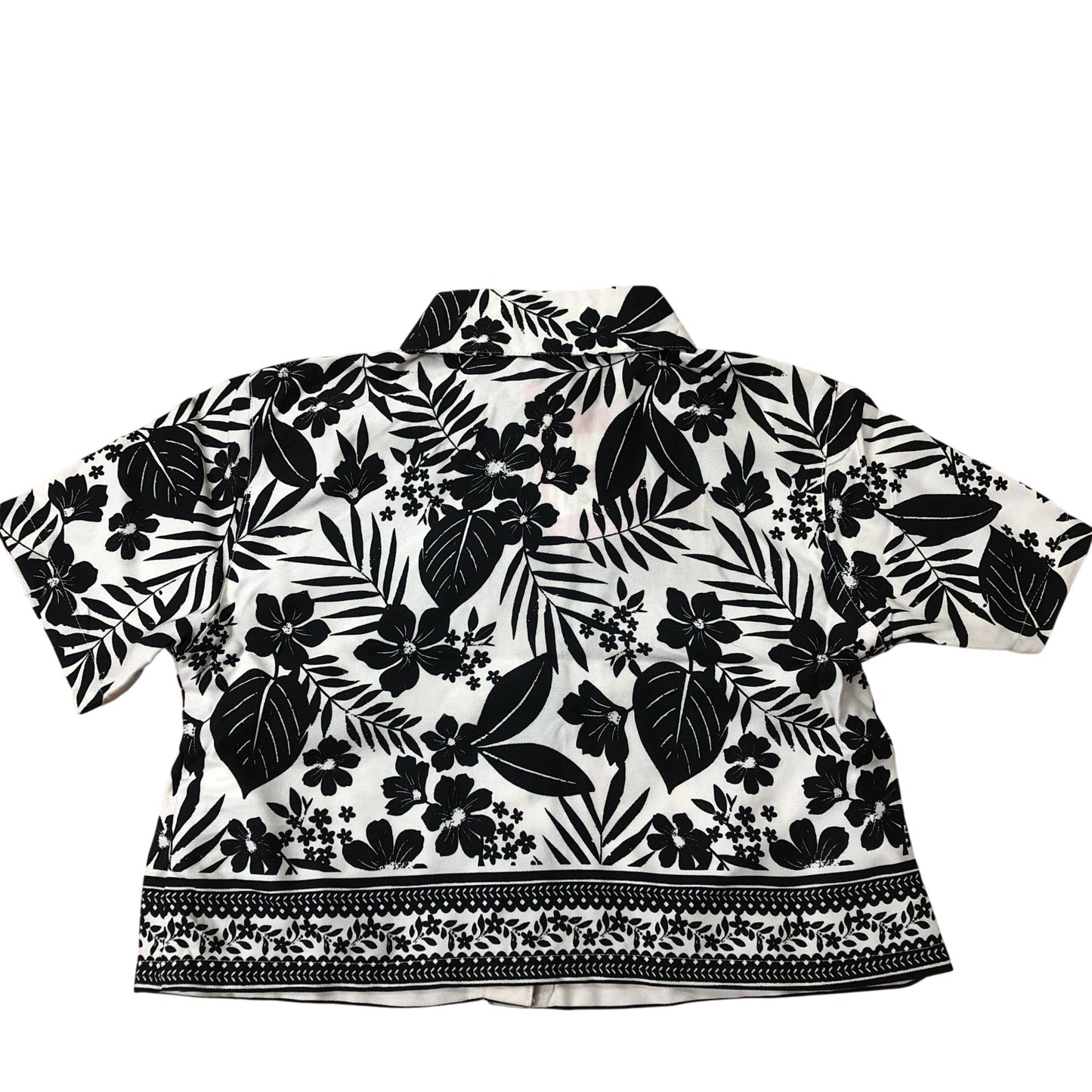 River Island Short Sleeve Tropical Shirt 100% Lyocell Black Floral Print 6 Years