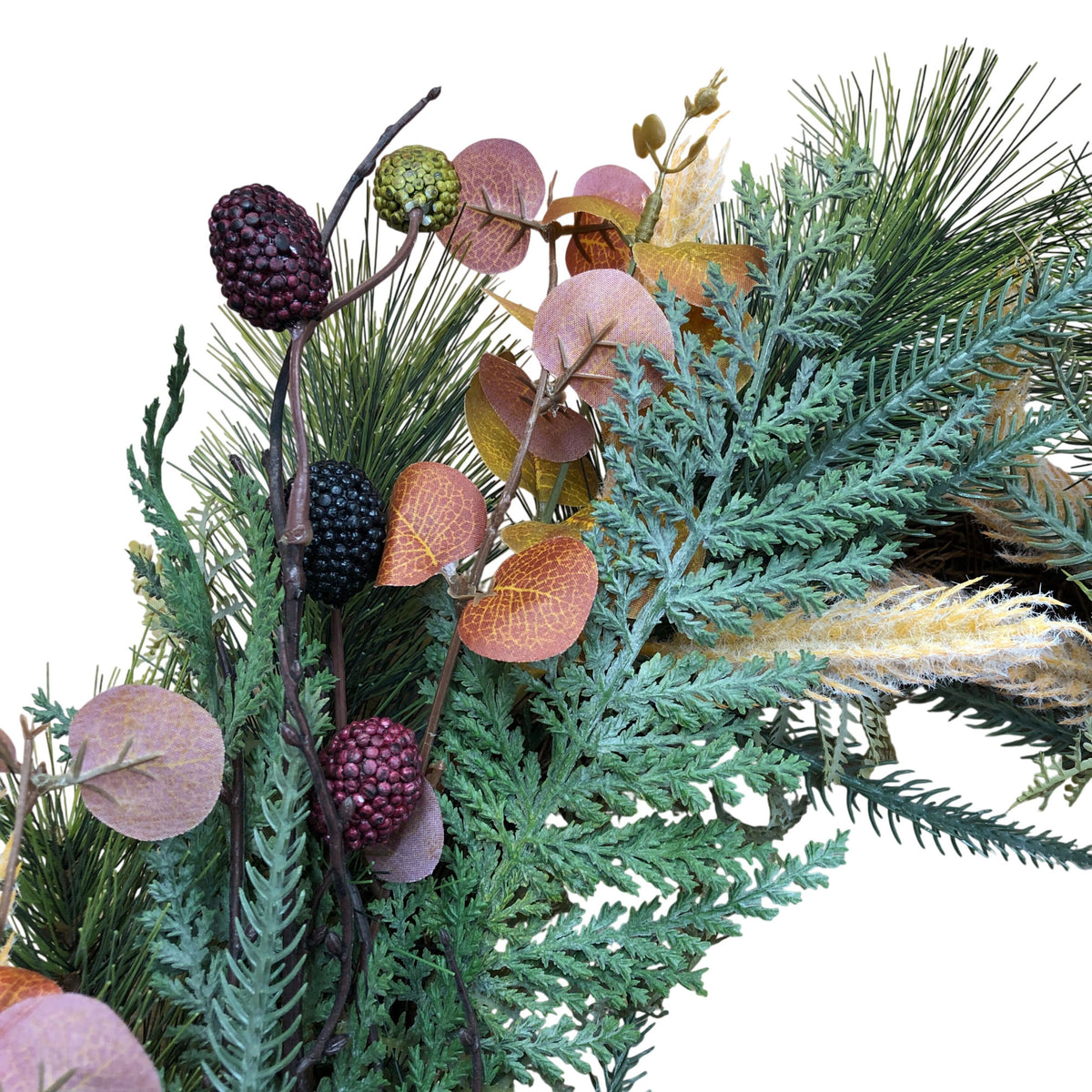 Beautiful Greenery Wreath With Eucalyptus Berries And Bow 18"