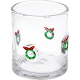 Christmas Themed Tumbler Frosted Glass Green Wreaths