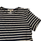Striped Dress UK14 Women's Short Sleeve Midi Cotton Blend Navy Cream