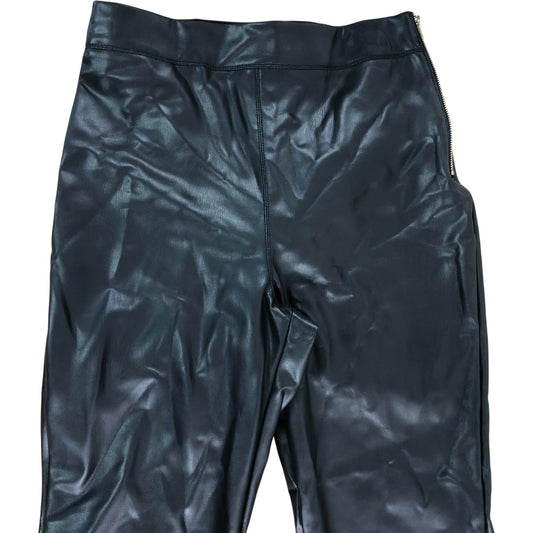 River Island Black Flared Trousers UK8 Women's Faux Leather High Waist