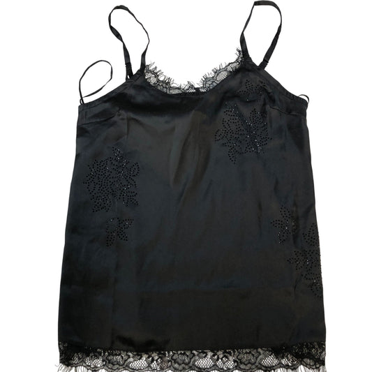 River Island Black Lace Camisole Top UK6 Women's With Floral Detail