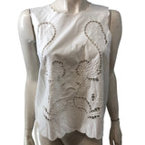 River Island White Floral Embroidered Blouse Size UK10 Women's Relaxed