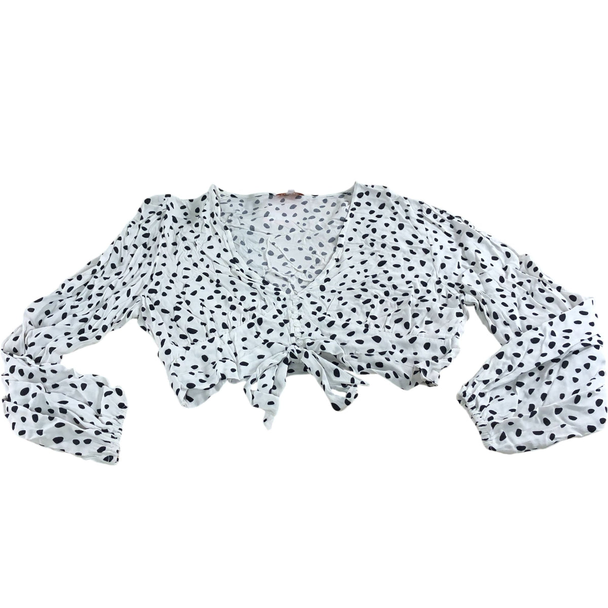 Dancing Leopard UK14 Women's Cropped Blouse White Polka Dot