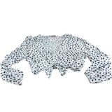 Dancing Leopard UK14 Women's Cropped Blouse White Polka Dot