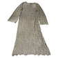 Pieces Pleated Plisse Maxi Dress XL Women's Long Sleeve Side Splits Stone