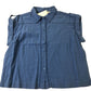 Blue Cotton Blouse Women's Short Sleeve Lace Detail Medium