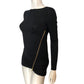 Branded Long Sleeve Zip Detail Top UK 8 Women's Black Ruched Stretch Jersey