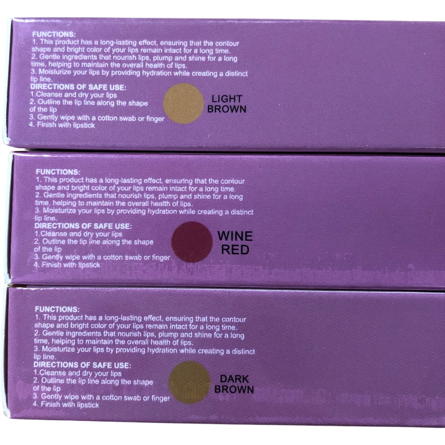 Petansy 3in1 Peel Off Lip Liner Lip Deline Tattoo Liner Set Dark Brown Wine Red