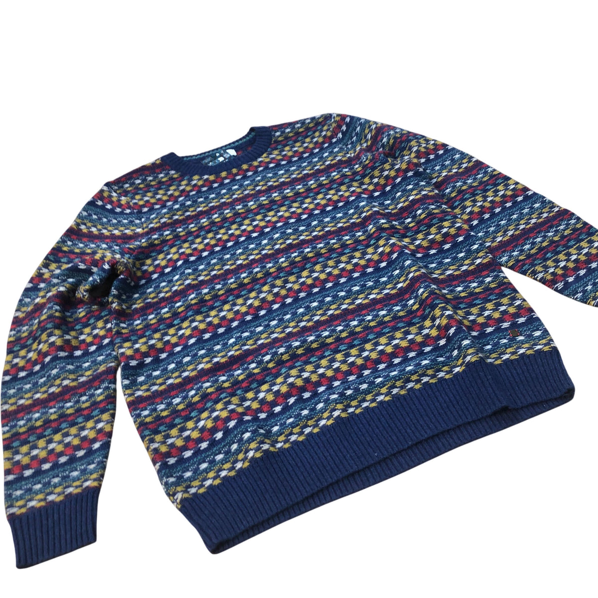 Lambswool Sweater Size M Patterned Knitwear Multicoloured Navy Jumper