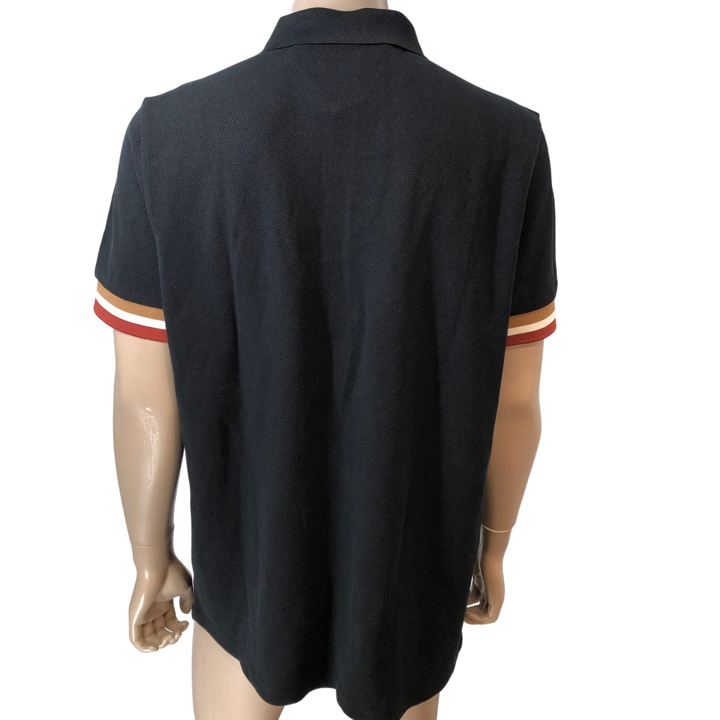 Ben Sherman XL Polo Shirt Heavy Textured Black Men's Casual Wear Stripe Trim