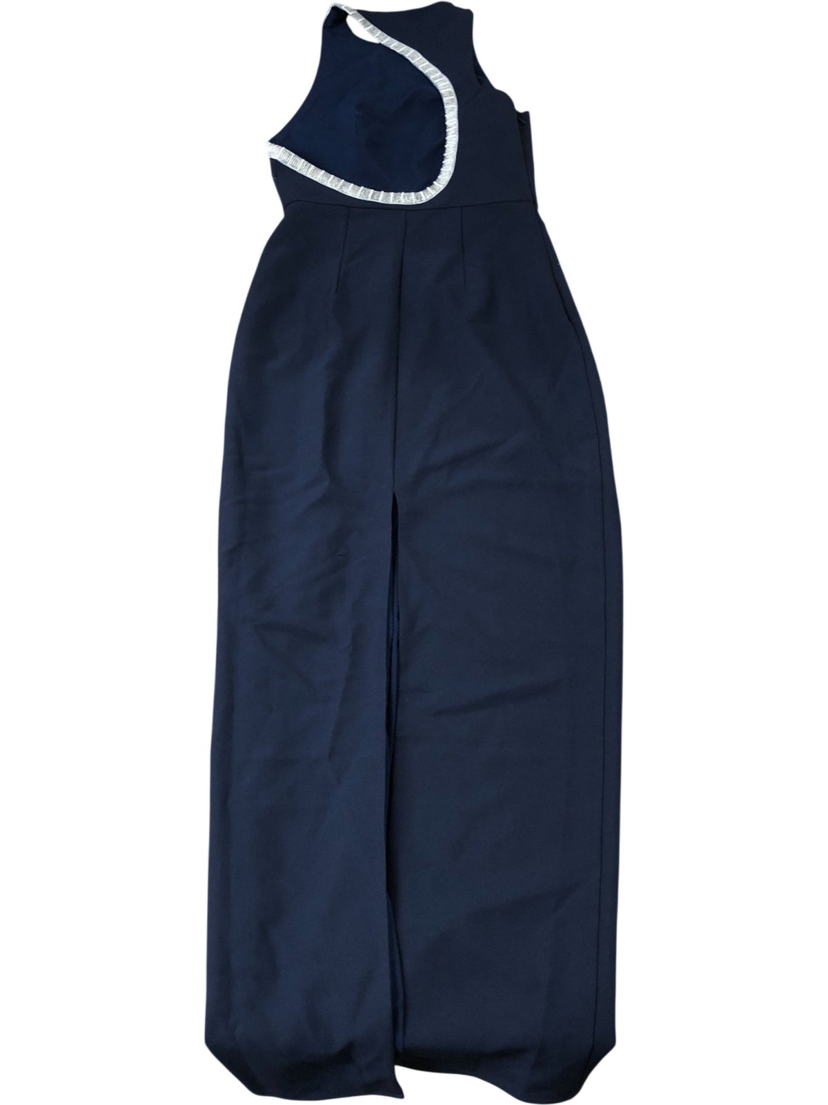 Jarlo Navy Blue Dress Women's Elegant Midi Length Embellished Neckline Size 8