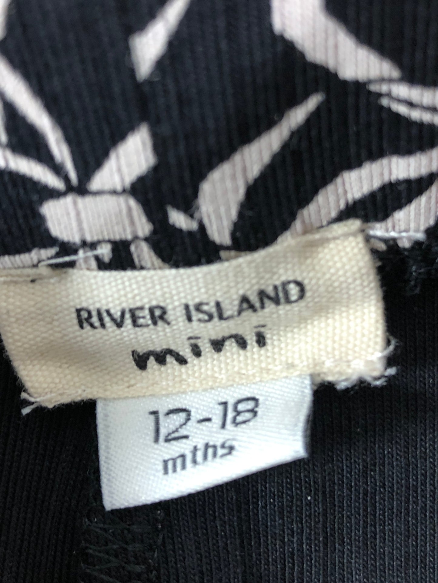 River Island 12-18 Months Girls Black White Bow Print Leggings
