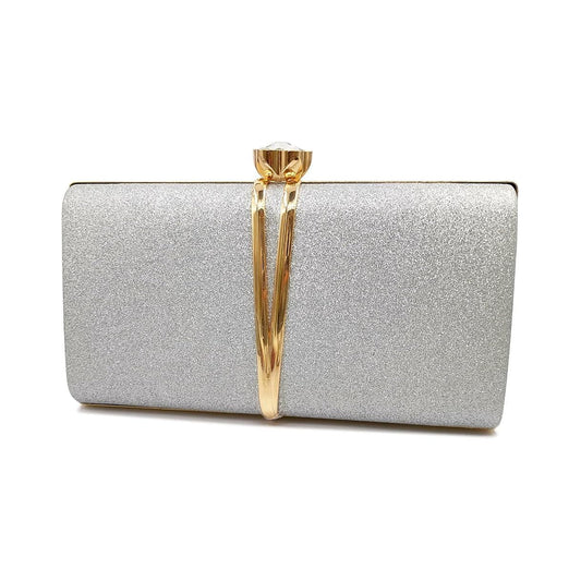 Stylish Glitter Clutch Bag With Chain Strap Gold Elegant Evening Handbag