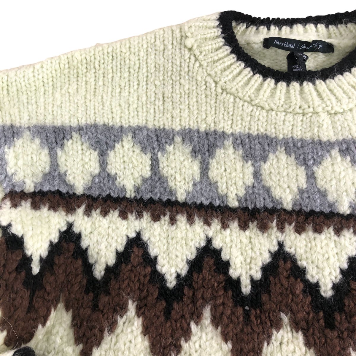 River Island Sweater UK Small Women's Knit Jumper Patterned Long Sleeve