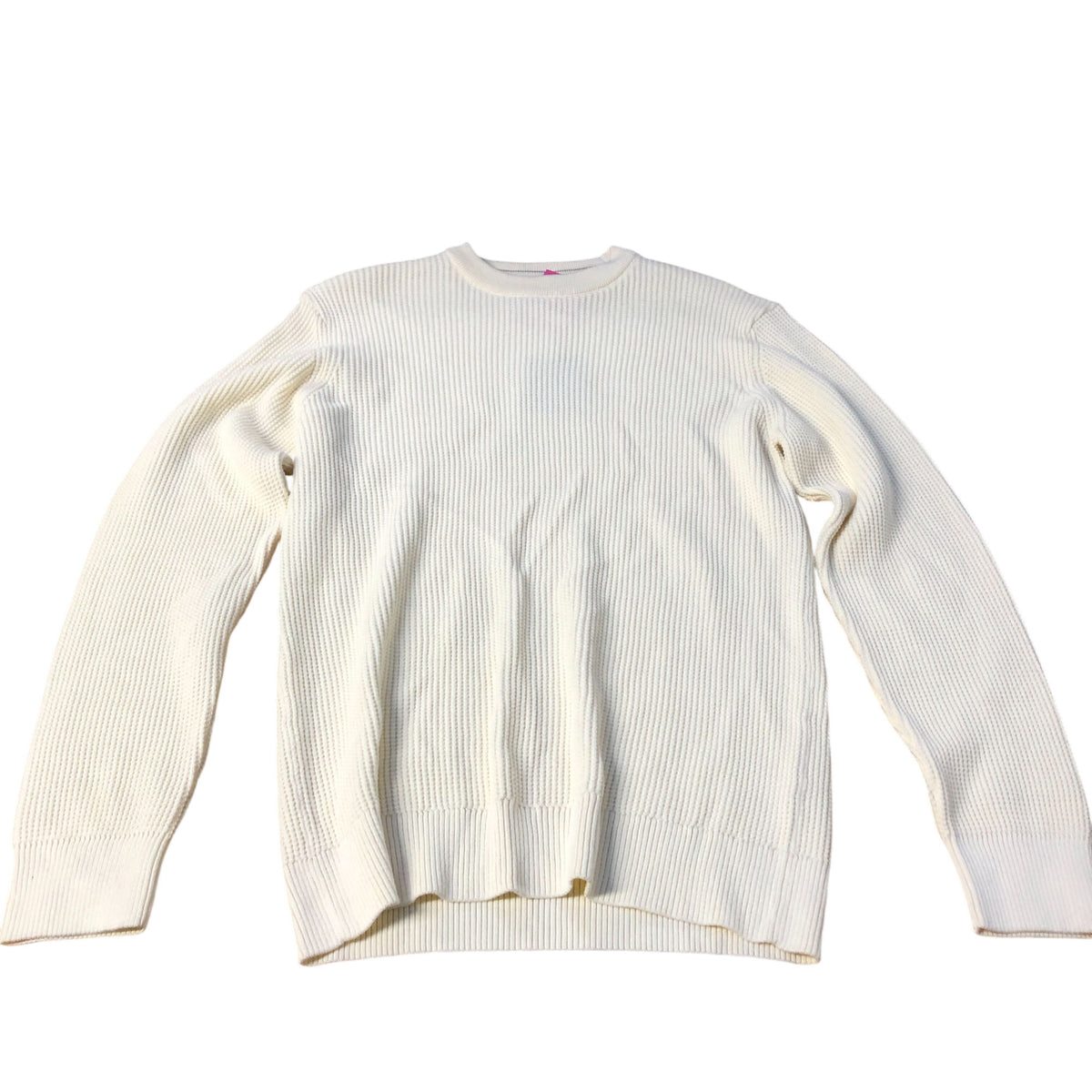 River Island Crew Neck Sweater Ecru Unisex Cream Ribbed Knit Long Sleeve Medium
