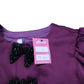 Purple Satin Blouse UK12 Women's Puff Sleeve Beaded Bow Detail Top