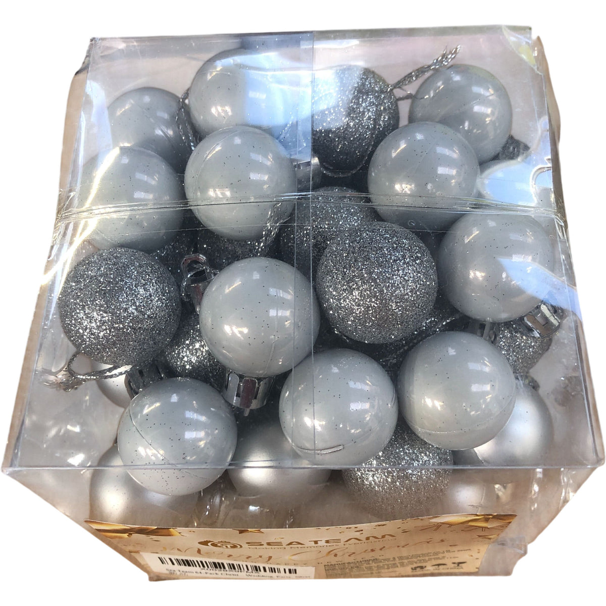 Sea Team 64 Pack Christmas Silver Bauble Ornaments