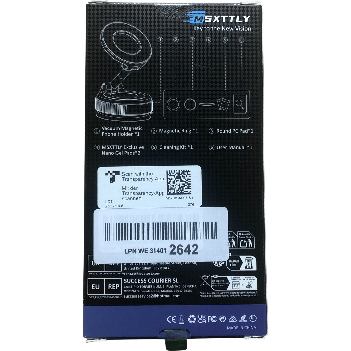 MS5XTILY Vacuum Magnetic Phone Holder K007 360 Degree Flexibility Black Modern