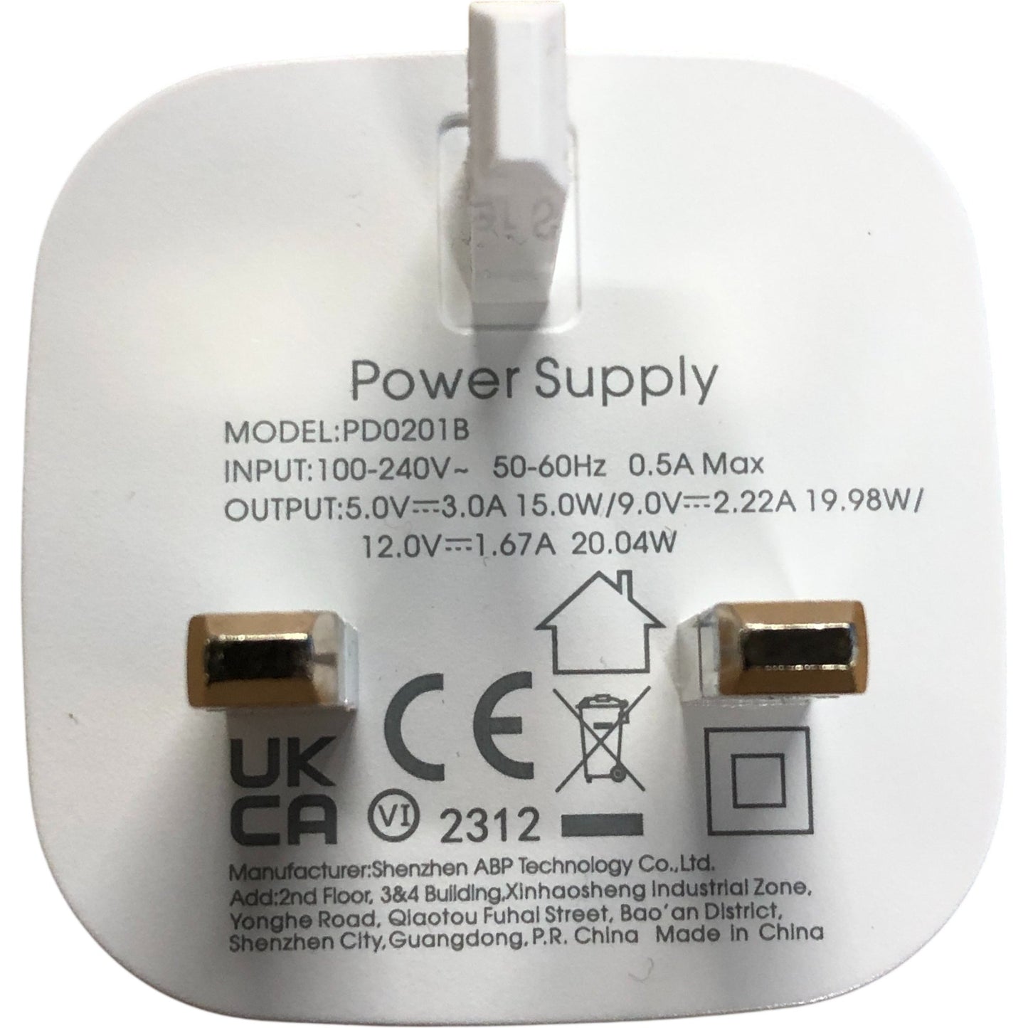 Crenwozy PD 20W USB-C Fast Charger Power Adapter Model PD0201B UK Plug