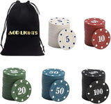 AGD Lights Poker Chip Set 100Pcs Premium Quality Gaming Chips Bundle