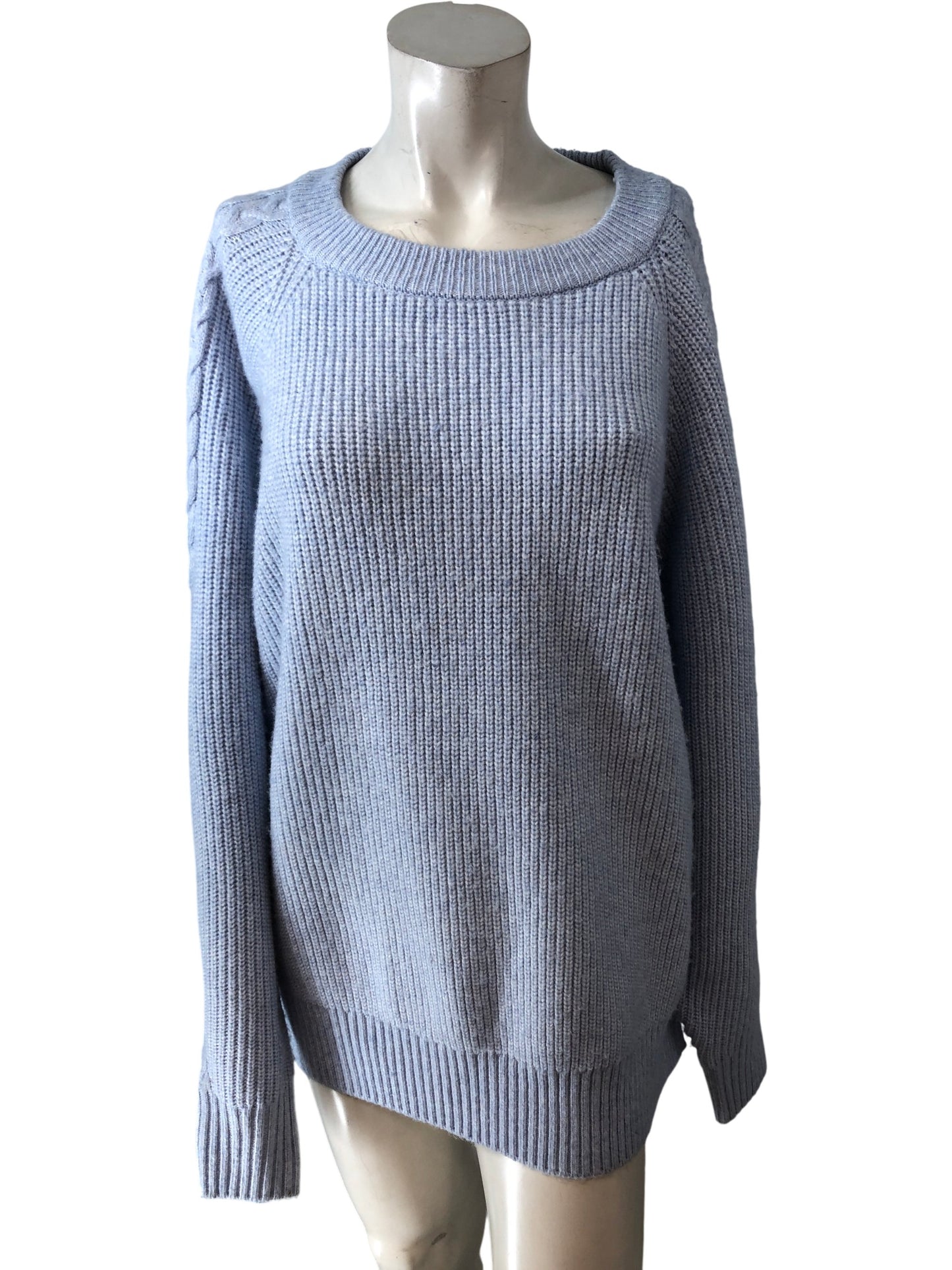 Light Blue Chunky Knit Sweater Women's Oversized Casual Jumper Size 20