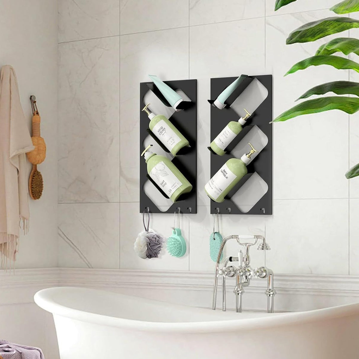 Shower Caddy Organisers - 2 Pack No Drill Bathroom Organizers with Hooks