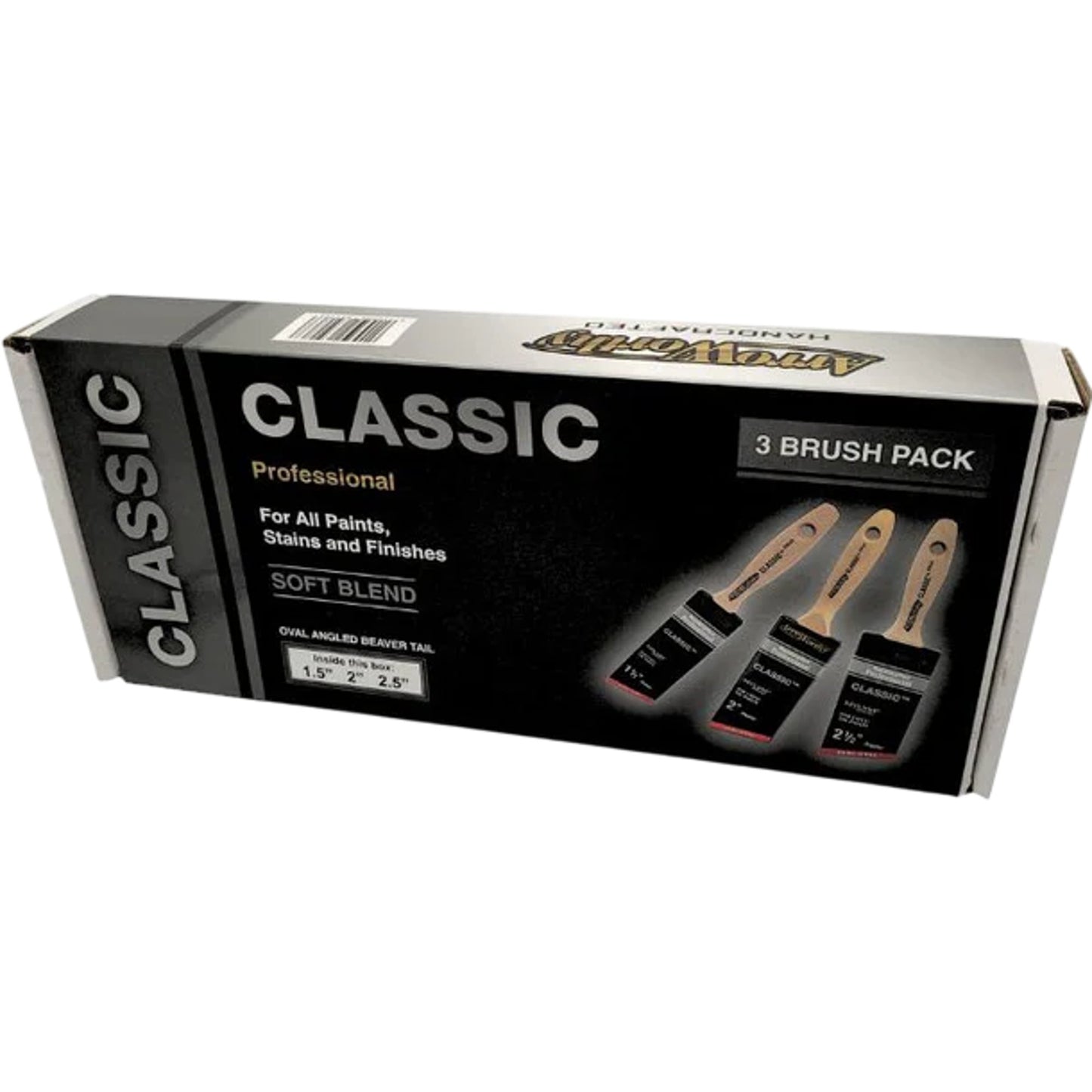 CLASSIC 3 Brush Pack Professional Soft Blend Paint Brushes 1.5 2 2.5 Inches