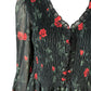 River Island Floral Smock Dress Women's Long Sleeve V Neck Rose Print UK Size 12