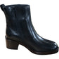 Dune Modern Black Leather Ankle Boots UK 4 Women's Zippered Stylish Heels