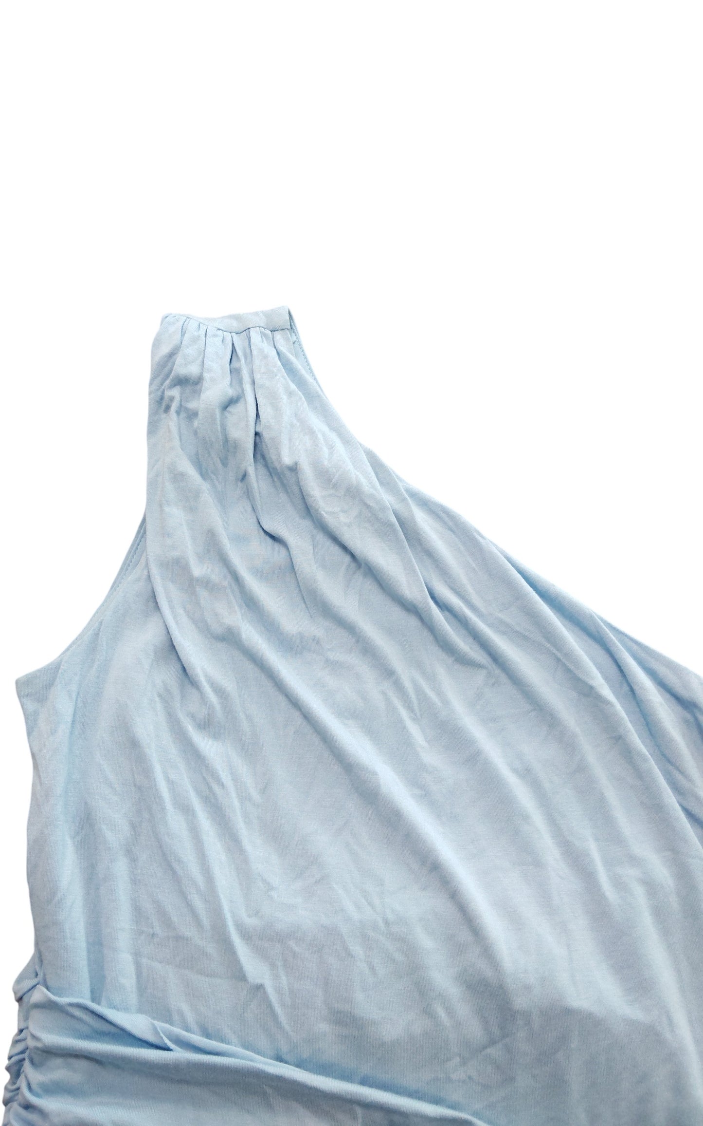 River Island UK10 Women's Blue One Shoulder Top Ruched Side Floral Detail