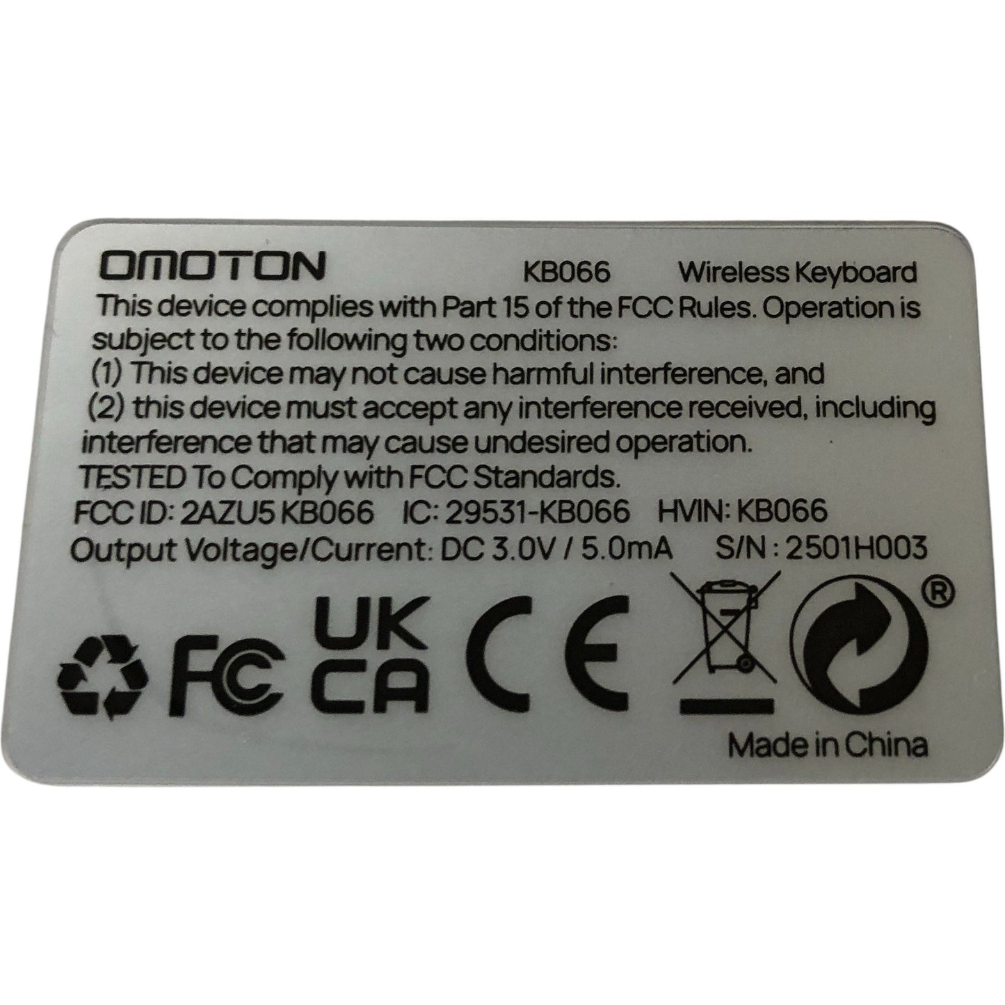 Omoton KB066 Wireless Keyboard Compact Design Bluetooth Connection Silver