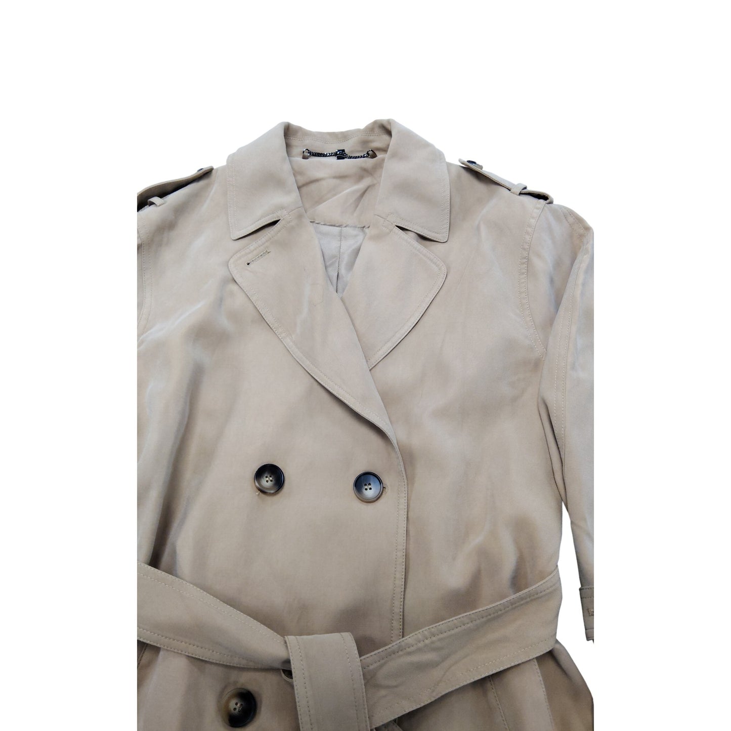 Branded Trench Coat UK12 Women's Beige Double Breasted Belted Waterproof Style