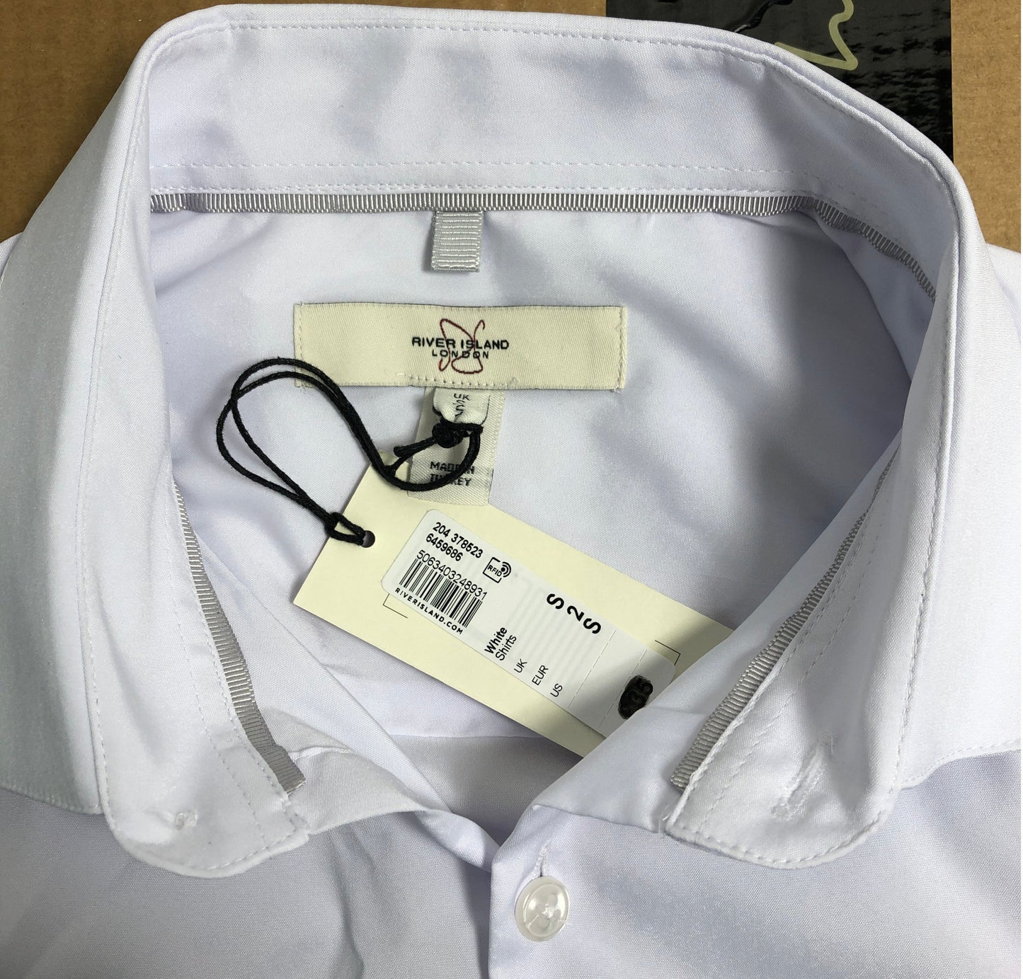 RIVER ISLAND Smart Shirt Size S Men's Long Sleeve Classic Fit White