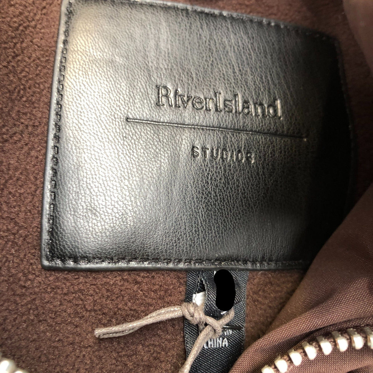 River Island Studio Brown Hooded Coat with Faux Fur